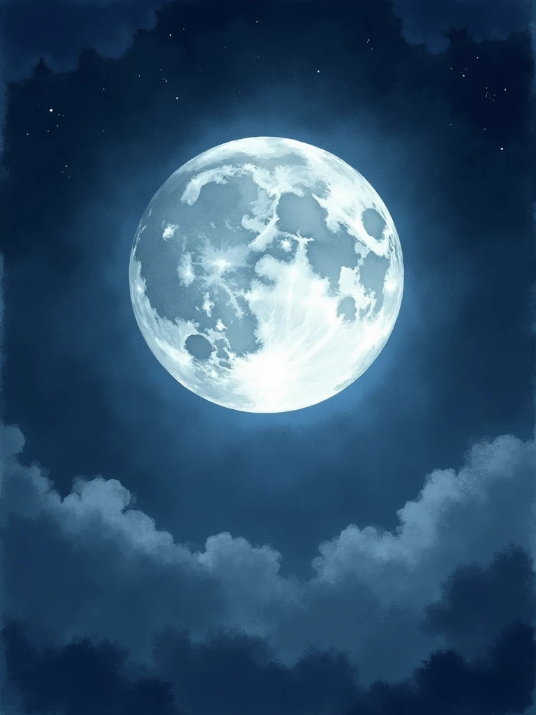 A full moon on the darkest day water colors mobile wallpaper style.