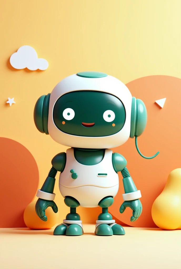 Chat bot, for customer service, with orange colors, green and white, Asertis says
