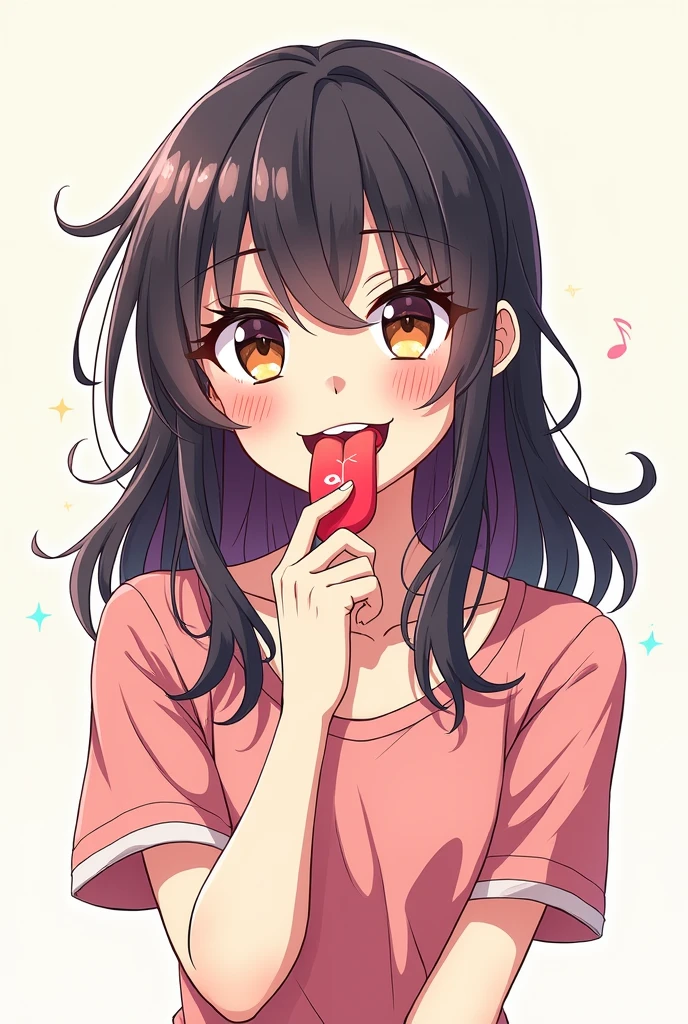 Un logo style manga avec une fille sexy qui tire la langue avec ecrit "GK Senpai" sur la langue