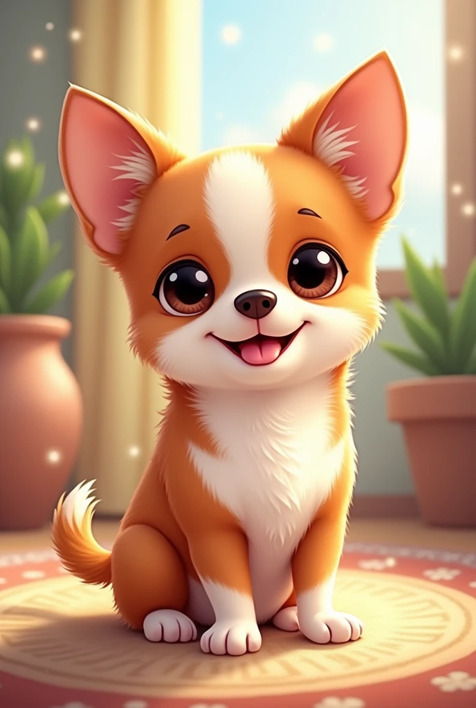 Believe me, a brown chihuahua dog with white paws and a white tail tip and a white chest.