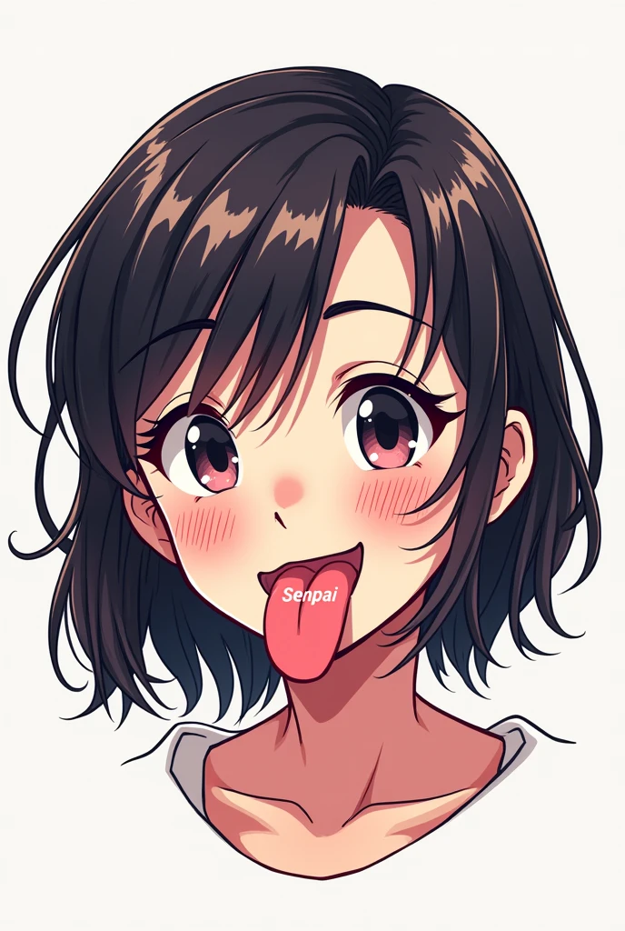 Un logo style manga avec le visage d'une fille sexy qui tire la langue avec ecrit "GK Senpai" sur la langue