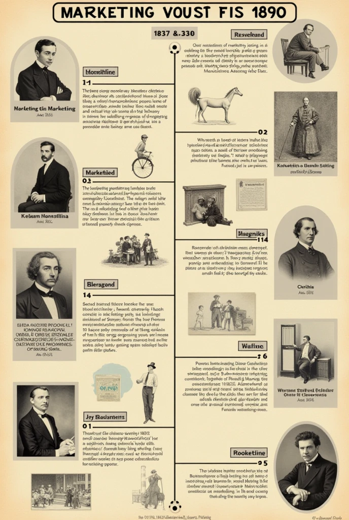 Create a timeline image of marketing in 1890