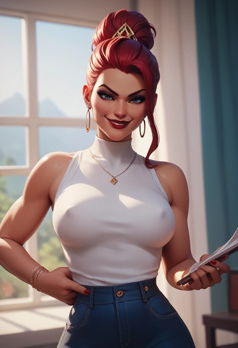 (masterpiece) (best quality) (detailed face) (8k) (sharp focus), artificial intelligence, wide smirk, red lipstick