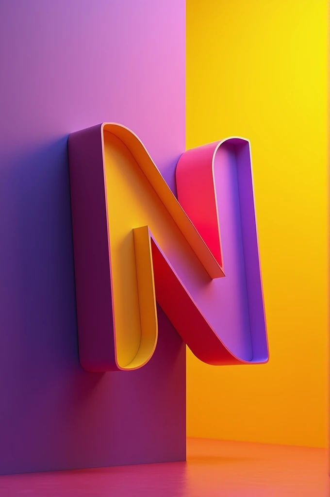 Letter N purple yellow background