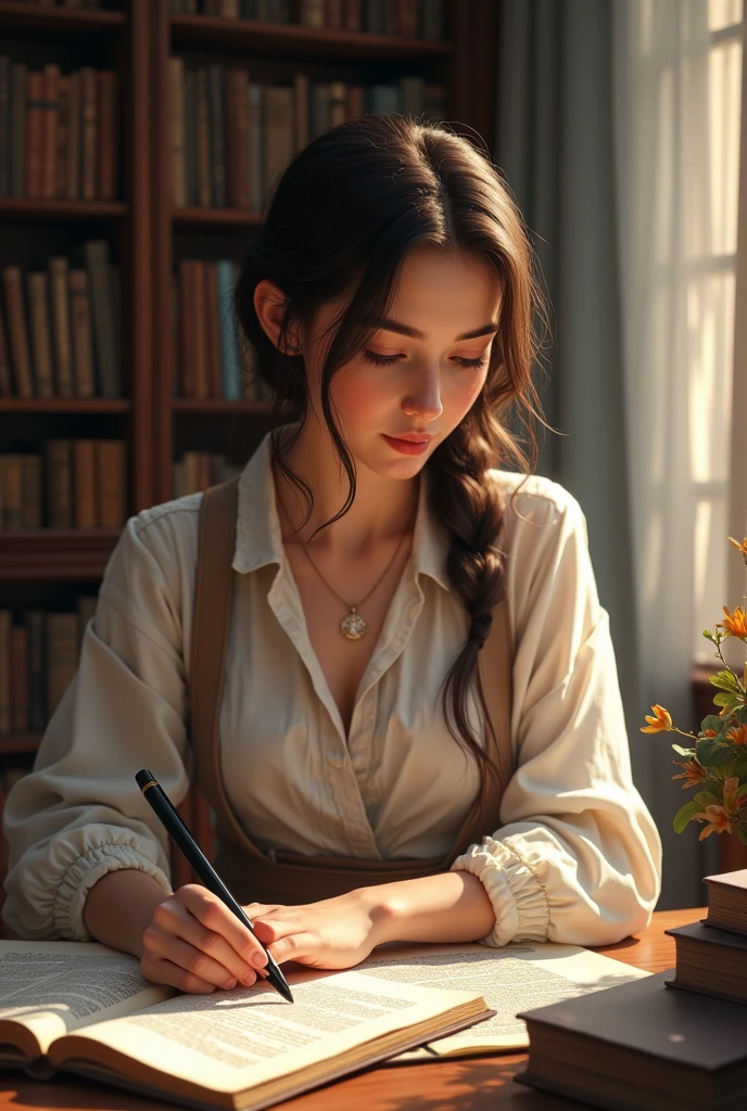 woman studying