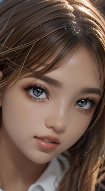 8k,RAW,masterpiece,(Photo: 1.2), (realist: 1.3), (of the highest quality: 1.3). 4), ultra high resolution, realistic eyes, (detailed eyes), (detailed facial features), (detailed characteristics of clothing.), 8k resolution, Alone, Beautiful 20 year old woman, thick and fleshy lips, beautiful detailed clear eyes, beautiful, by platinum ruby, Braided hair, with red bows at the ends (Realistic skin), beautiful skin, Enchanting, ultra high resolution, ultra realistic, High Definition, White shirt (semi transparent)translucent unbuttoned very open (showing off big breasts), big breasts, cinematic lighting, perfect, luz outfit, High resolution skin: 1. 2, Realistic skin texture,  nice bedroom background,great smile showing white teeth,kkw-ph1,

