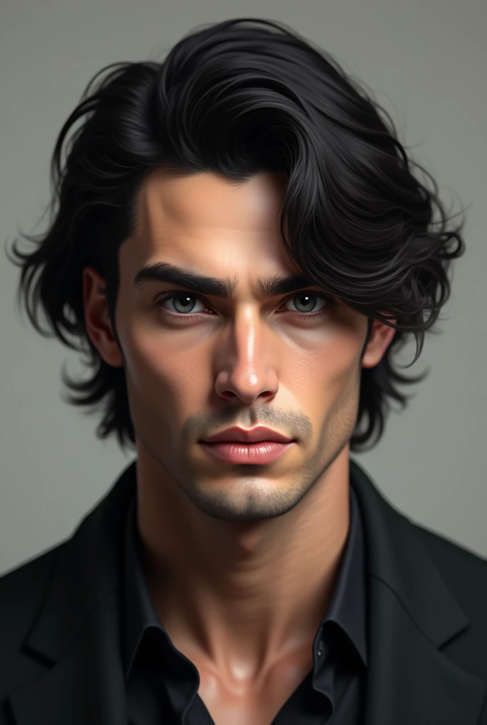 Aquiline Nose　male　Black Hair　semi-long