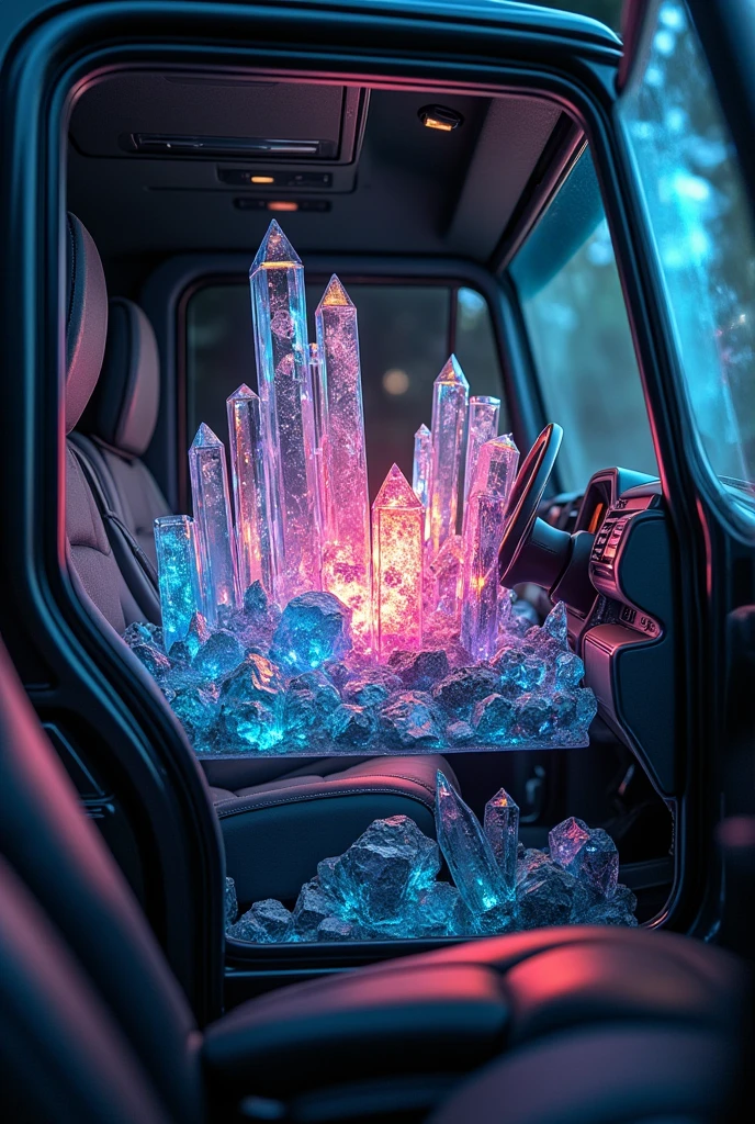 Inside the millionaire truck there are some beautiful crystals 