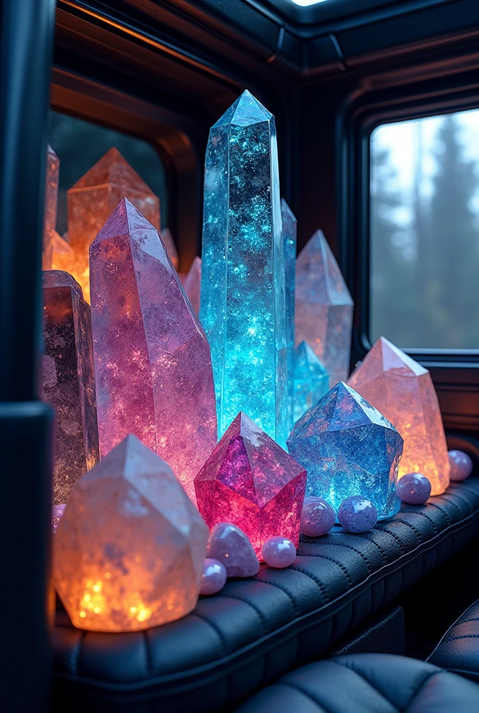 Inside the millionaire truck there are some beautiful crystals