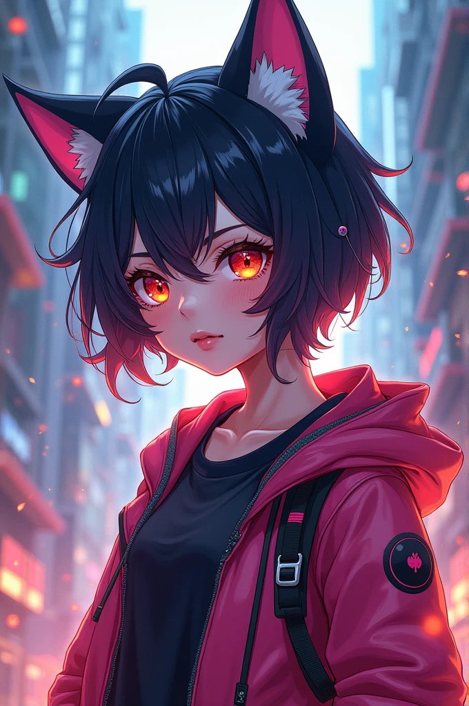 Chica de anime con un wolf cut