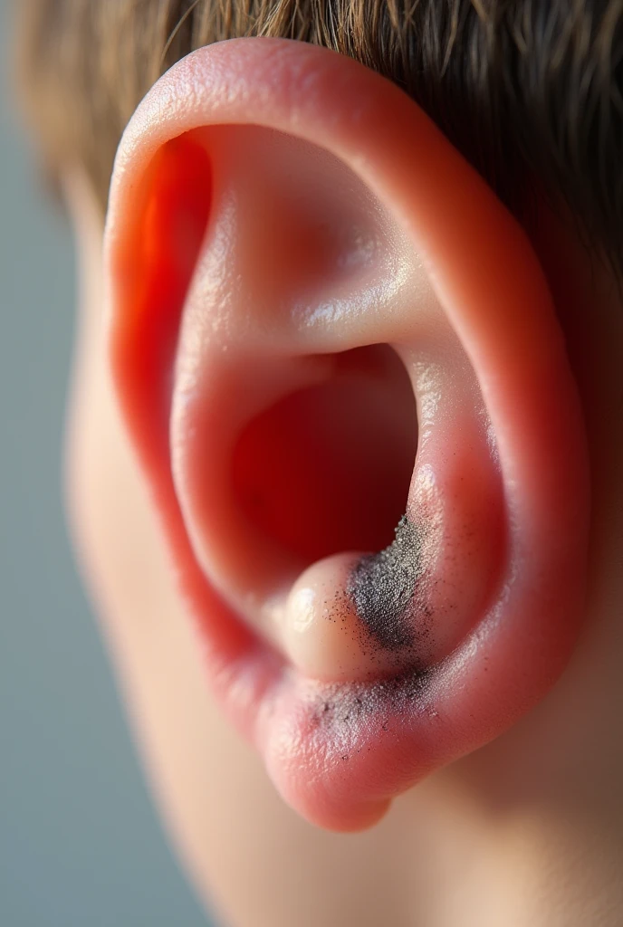 Show me a scarred eardrum, the inner part of the ear
