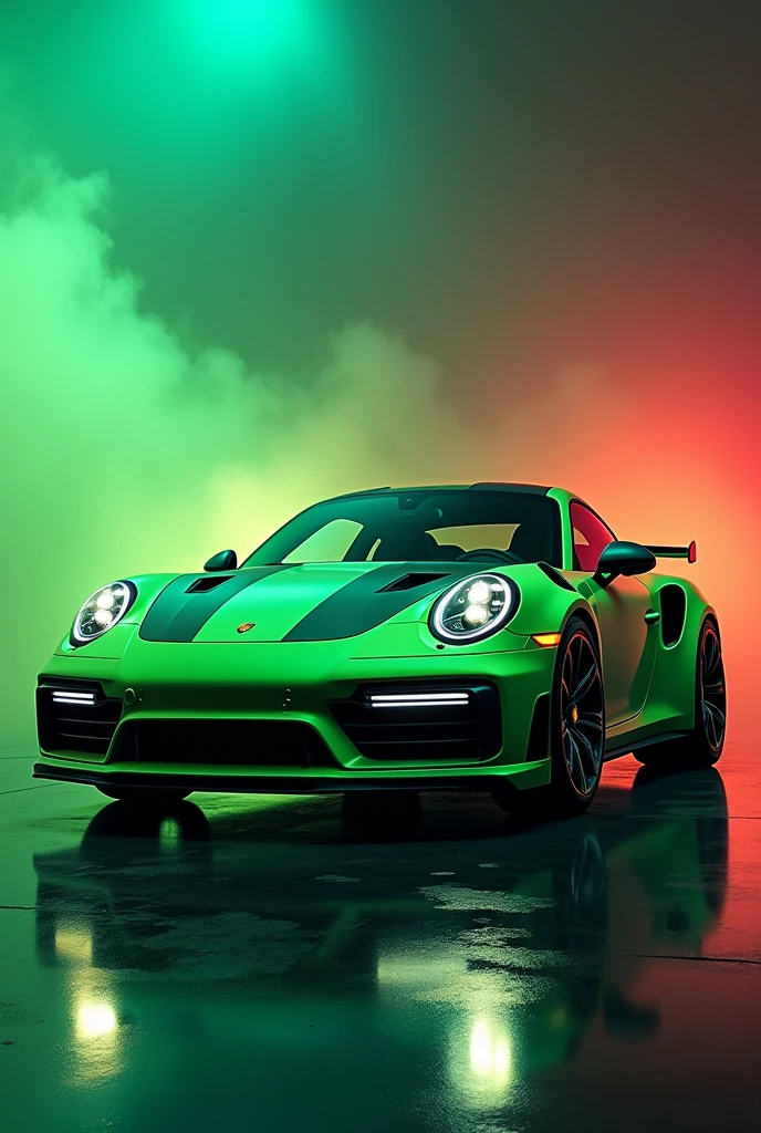 Porsche 911 Turbo S, ((green)), intense colors