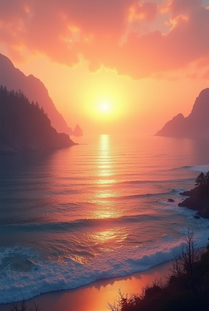 A serene landscape such as a sunrise over a mountain or a calm ocean with a quote like "Even the darkest night will end, and the sun will rise" can symbolize hope and renewal.