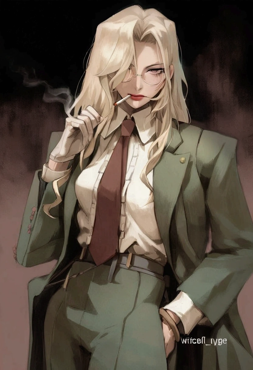 blonde woman in green kimono smoking a cigarette, Japan, feudal Japan, medieval Japan, japanese, kimono, armour, Samurai, geisha, detailed kimono, sakura, ninja, detailed anime character art, digital art from danganronpa, king hiroe branch of the black lagoon, kimono girl, anime character art, anime character, blonde anime girl with long hair, female anime character, kimono girl, style of hajime isayama, wise ( assessing ), dolorida, sick, garota sick, rosto fungus, fungus, prague, illness, Spores.