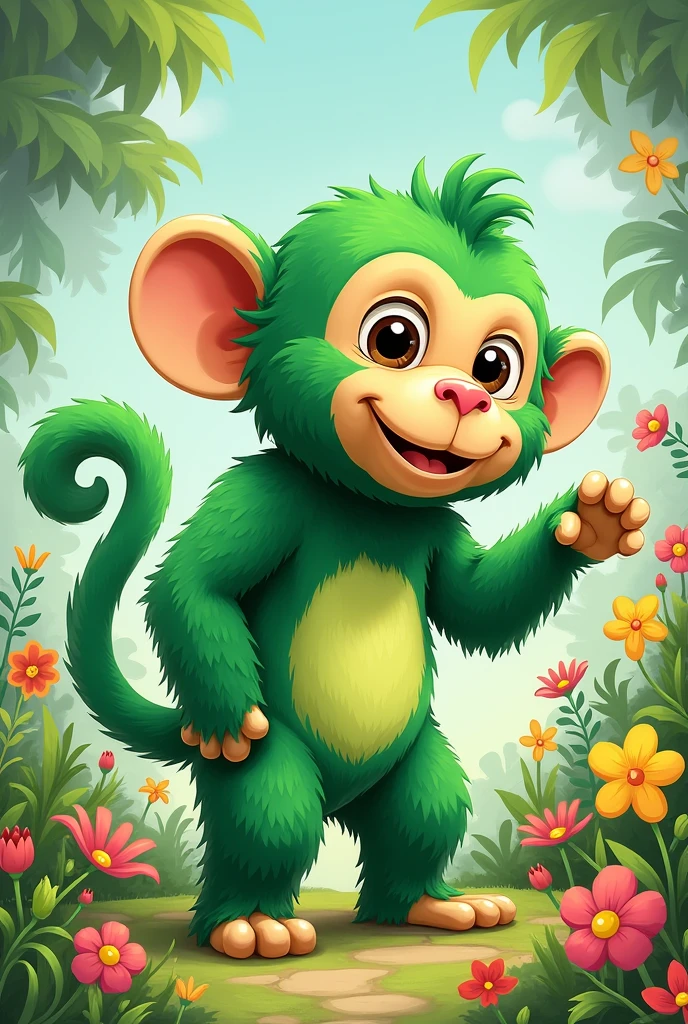 drawing of a green monkey with the backyardigan character style