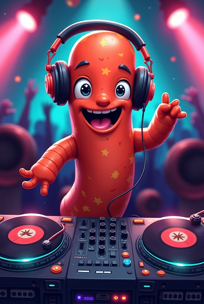 A chorizo playing the decks as if he were a DJ