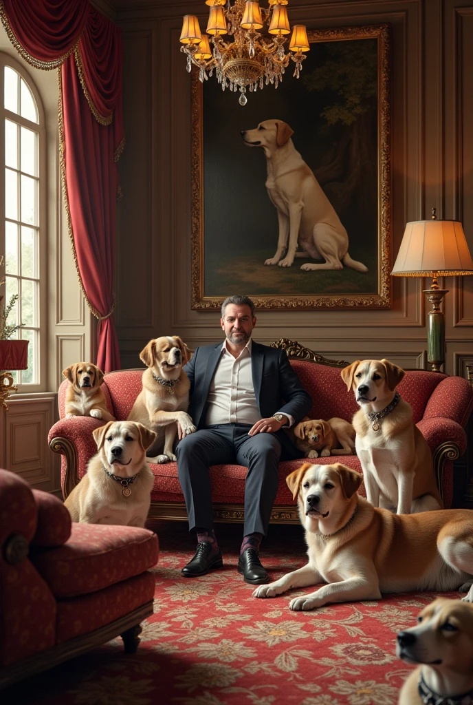 Millionaire room where there are many dogs