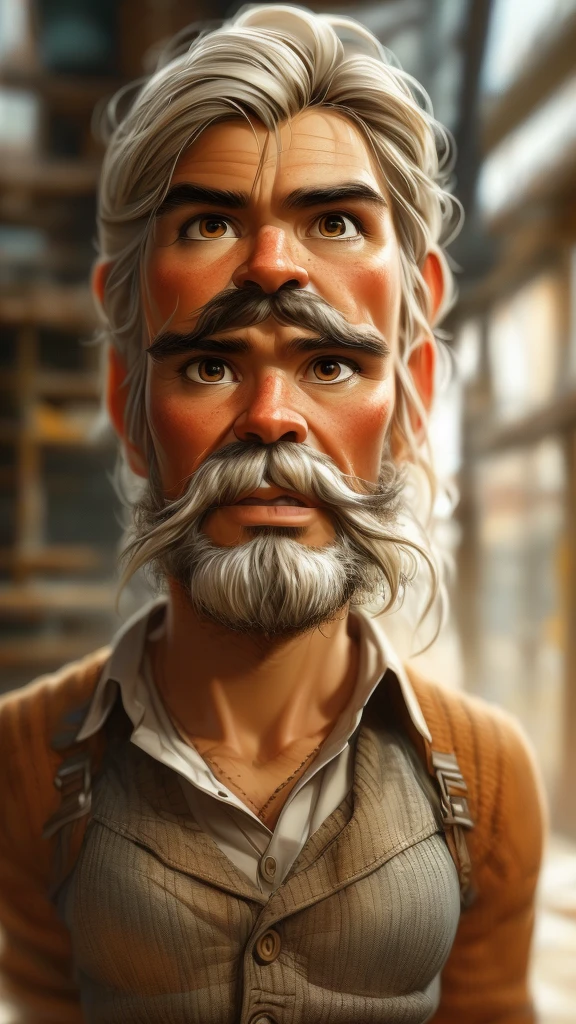 painting of a man with a mustache and beard, photorealistic painting by Ludwik Konarzewski Jr.., trending on artstation, Street art, very realistic digital art, beeple and jean giraud, Vadim Kashin. ultra realistic, stunning digital art, cyberpunk, old man, Incredible digital art, very realistic digital art