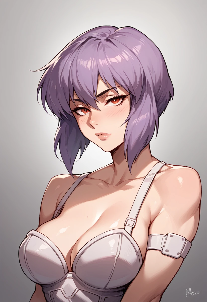 Ghost in the Shell's super muscular Motoko in a see-through high-leg swimsuit with an anal dildo for anal expansion、Nipples super erect breast milk、Laughing Man