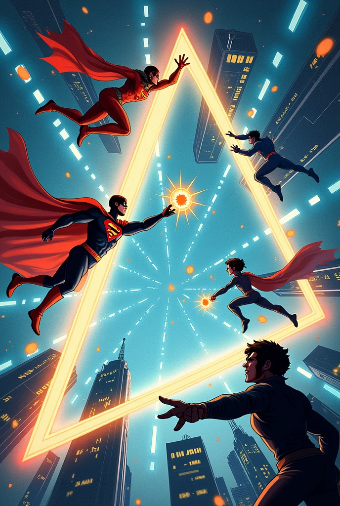I want an image where the Pythagorean theorem can be explained with superheroes