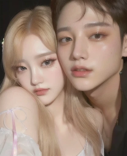 araffes and a woman posing for a picture together, inspired by Yanjun Cheng, & jeehyung lee & wlop, popular south korean makeup, korean artist, yanjun chengt, artwork in the style of guweiz, loish and ross tran, korean face features, popular korean makeup, ulzzang, photorealistic!!!!!!! art style, man face Jungkook bts, bts, Jungkook, jean Jungkook, man bts, bts, Jungkook, jean Jungkook, girl doll face, pretty girl, cute face