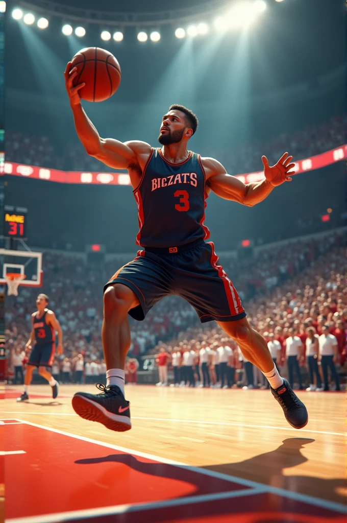 Man throwing a basketball on the basketball court 