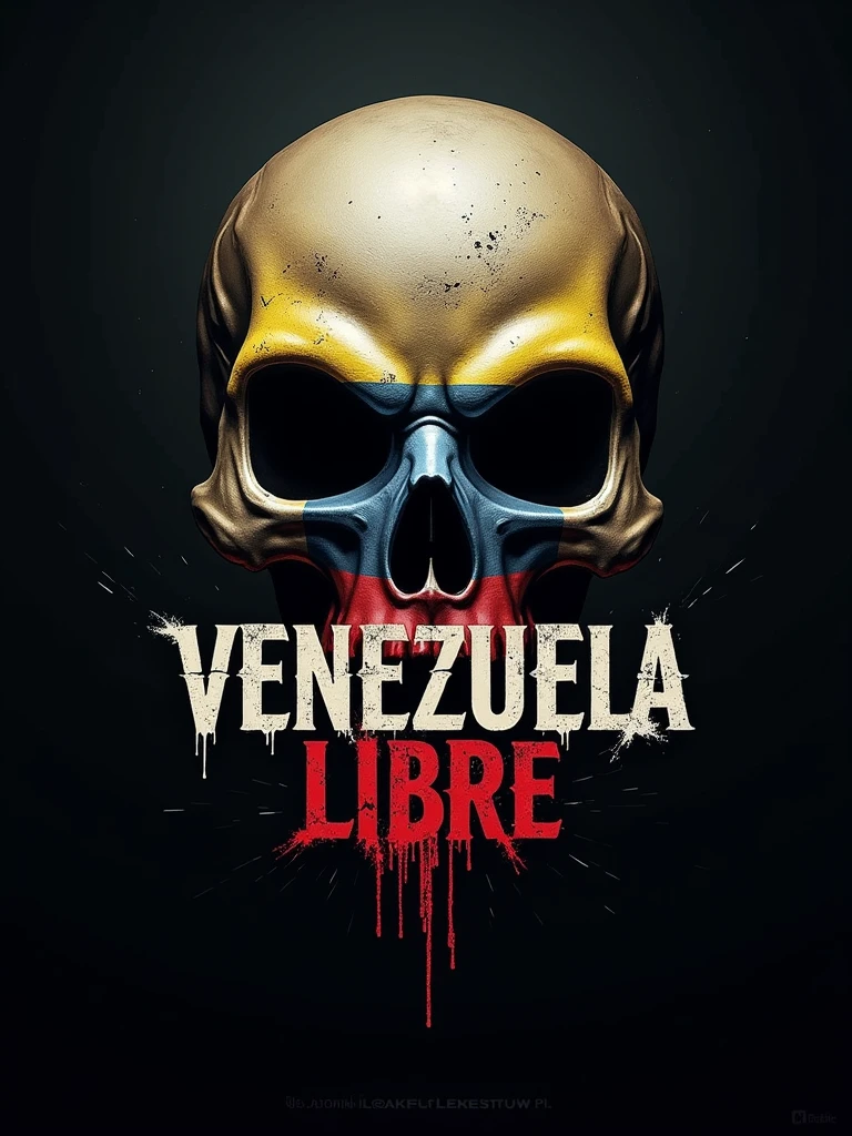 logo "Venezuela Libre" stylish letter logo front, background a mask of skull with Venezuela maps ,realistic and attitude with logo of Anonymous ,realistic real
