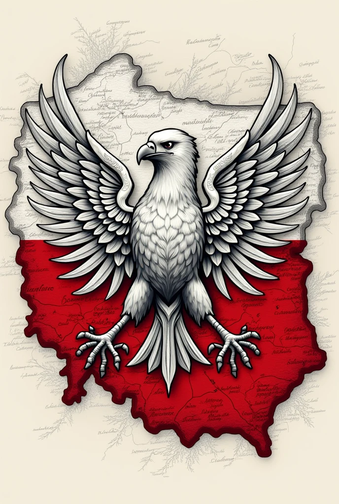 Polish patriotic graphics with a cartographic and map motif