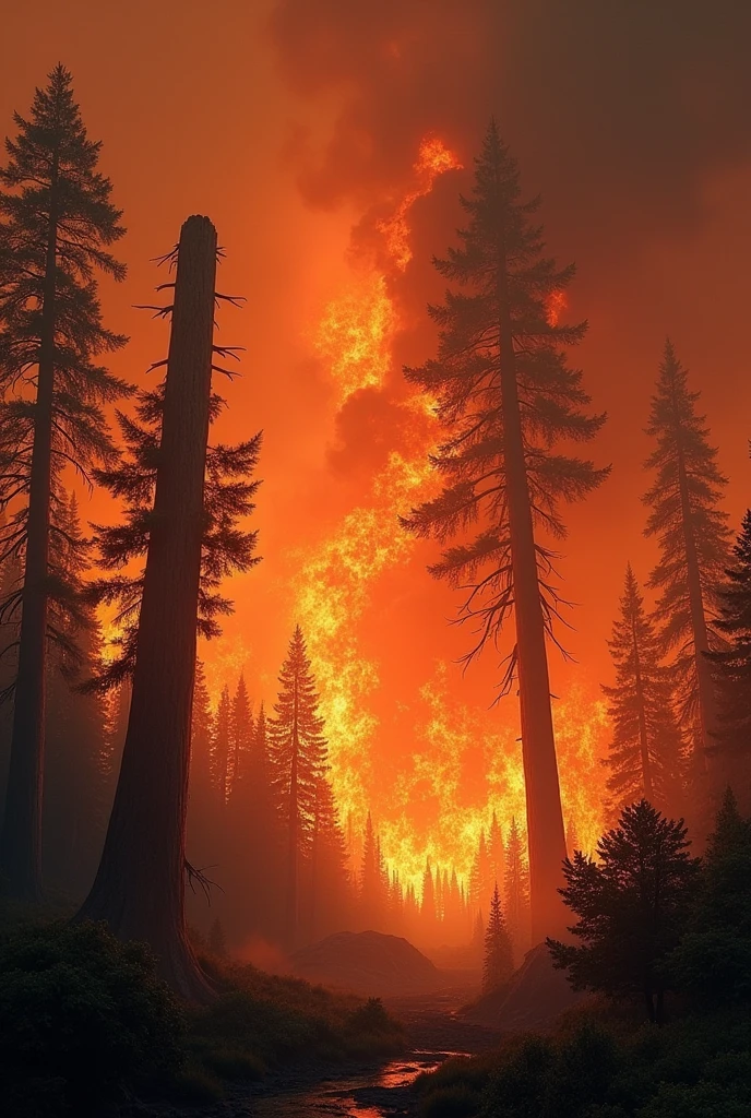 A forest on fire 