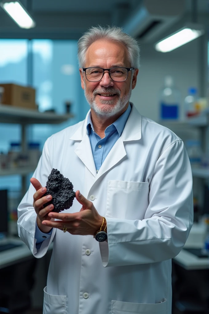 Scientist showing a carbon