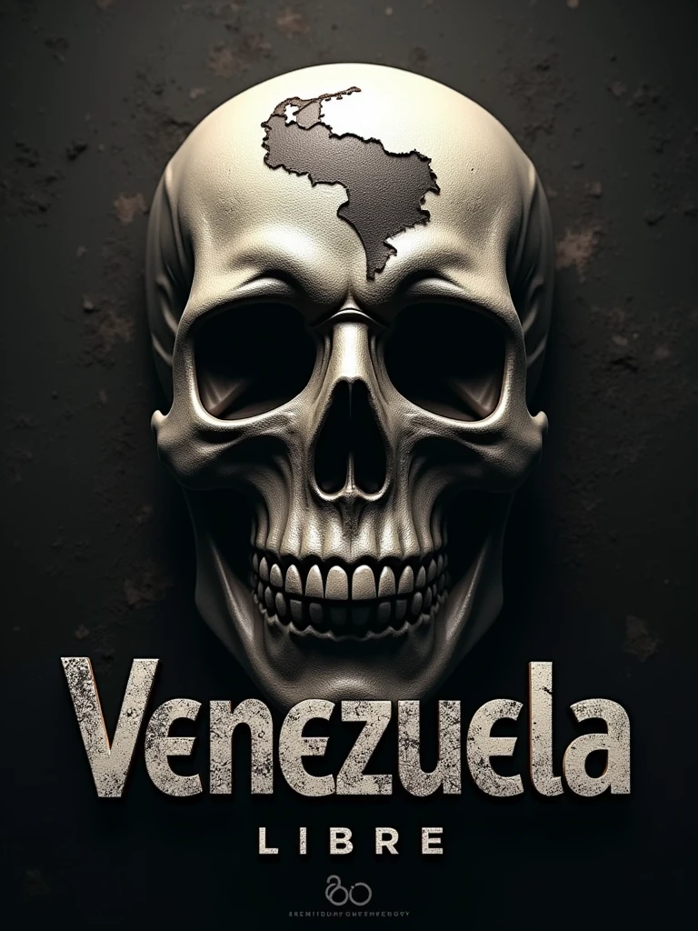 logo "Venezuela Libre" stylish letter logo front, background a mask of skull with Venezuela maps ,realistic and attitude with logo of Anonymous ,realistic real