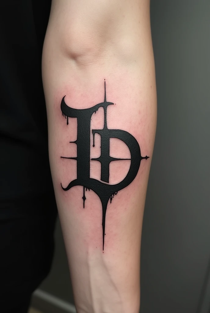 Tattoo letters L and D gothic blackwork