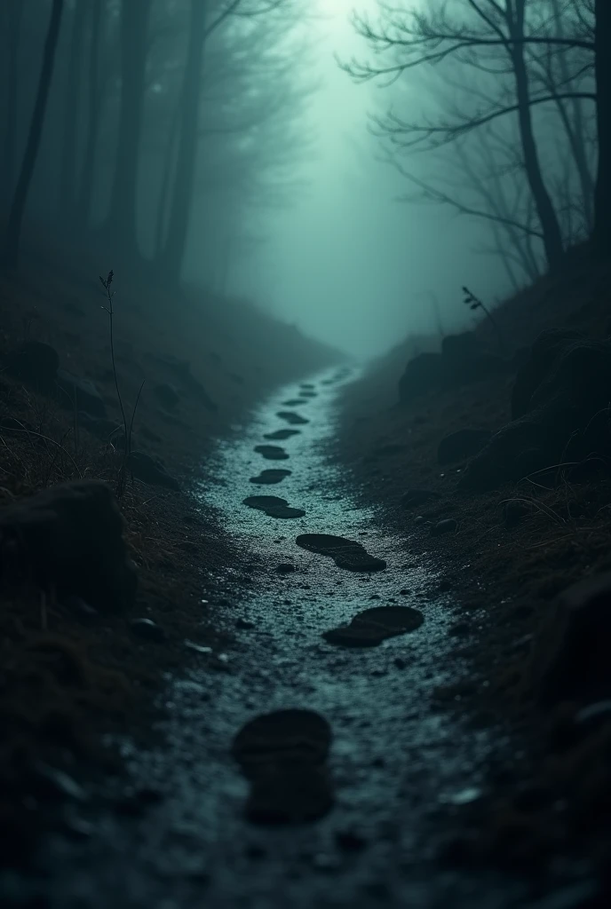 Path of footprints in the dark 