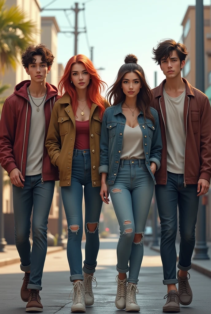 Image of 4 agers walking back to back, 2 are men and the other 2 are women
