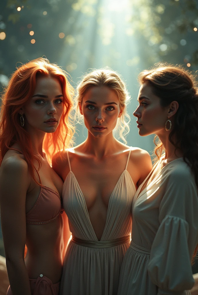 Generate an image of me surounded by Scarlett Johansson, Margot Robbie and Zara Larsson. I myself must be in the center