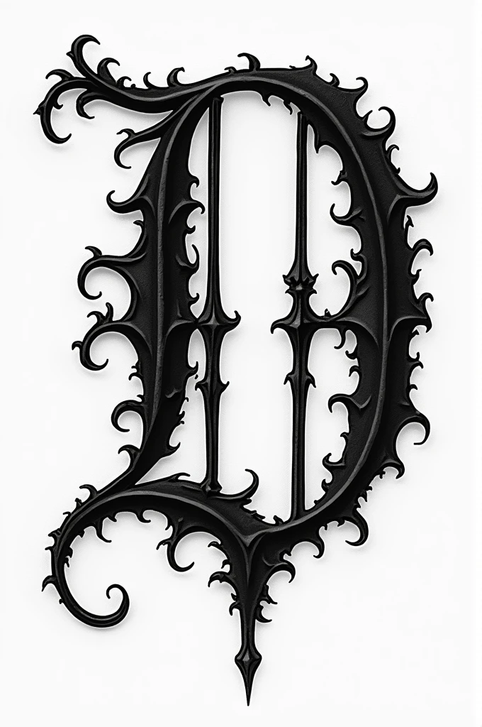 Tattoo letters L and D in black gothic style