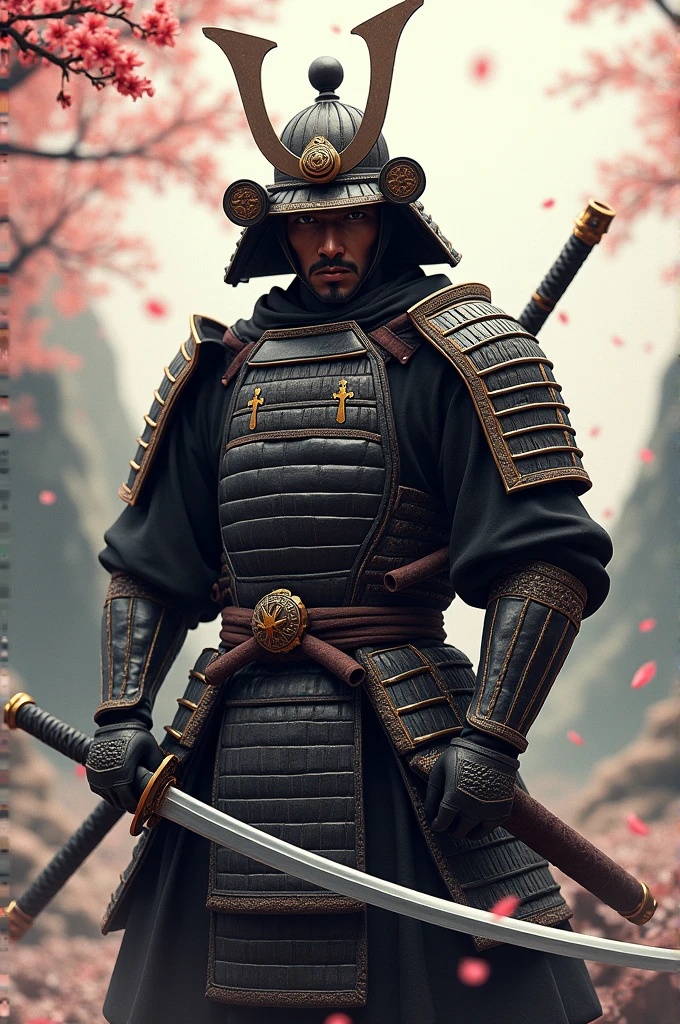 Digital Japaneese samurai holding katana