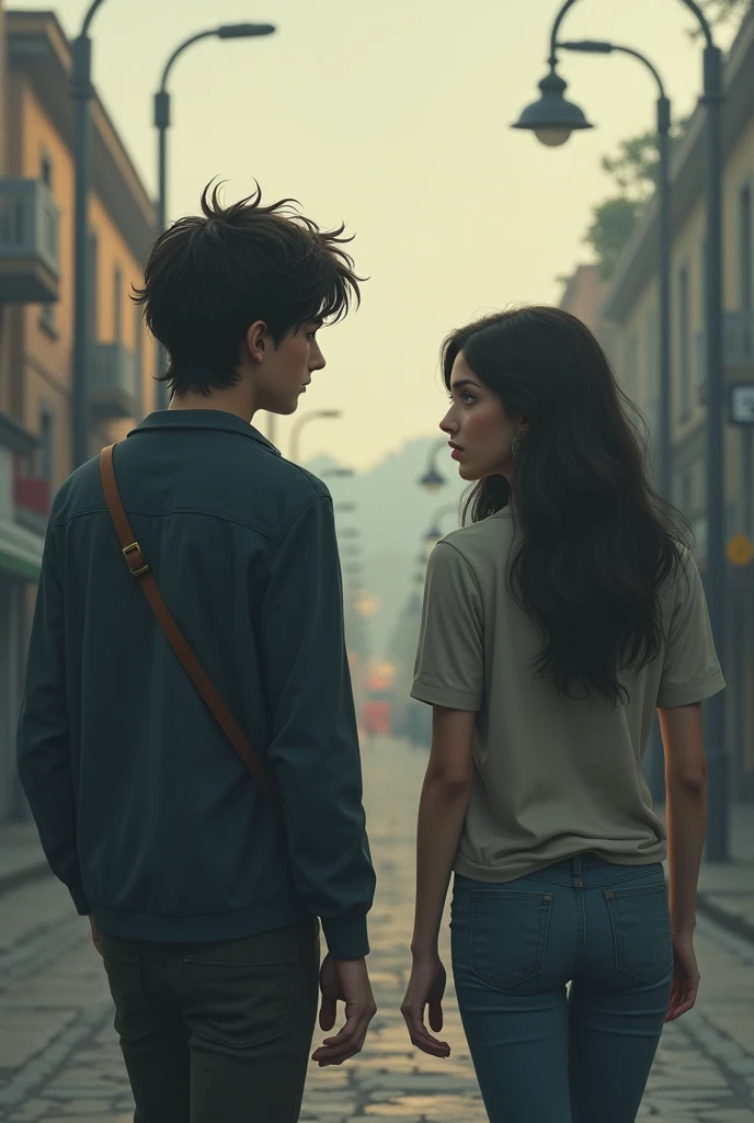 Image of 2 teenagers walking back to back 