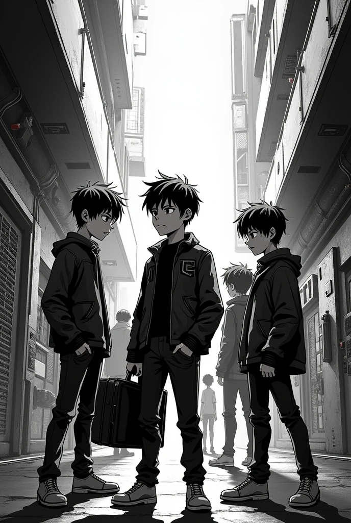 Headquarters, comics, Boys , Haircut, side,Scene Black and White