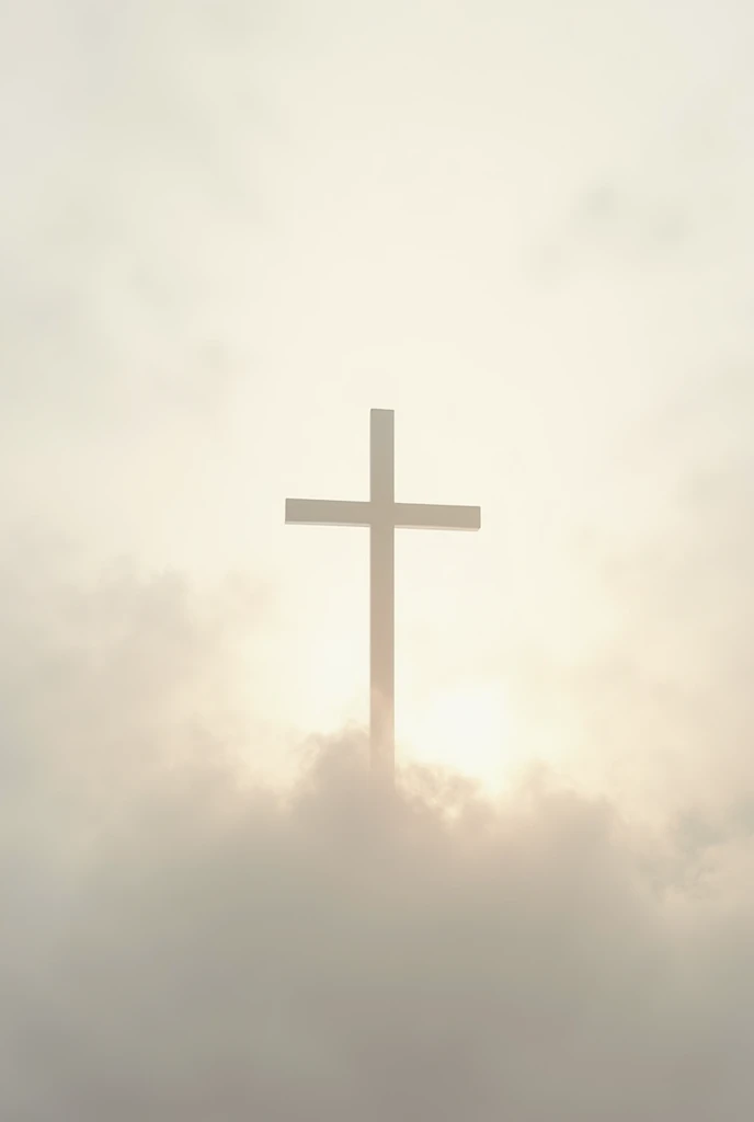 A cross with a neutral colored background and a cloud texture