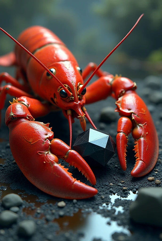 lobster eating black diamond