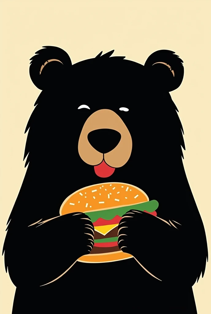Design the silhouette of a bear&#39;s face enjoying a burger 
