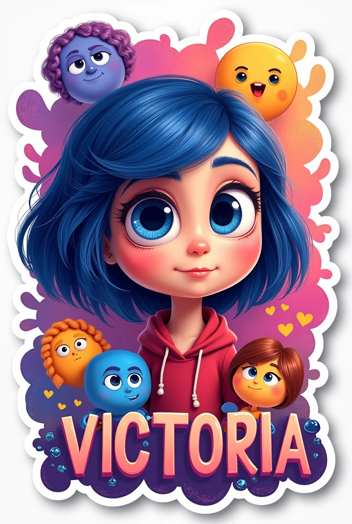 A sticker with the name Victoria and the theme of Inside Out 2
