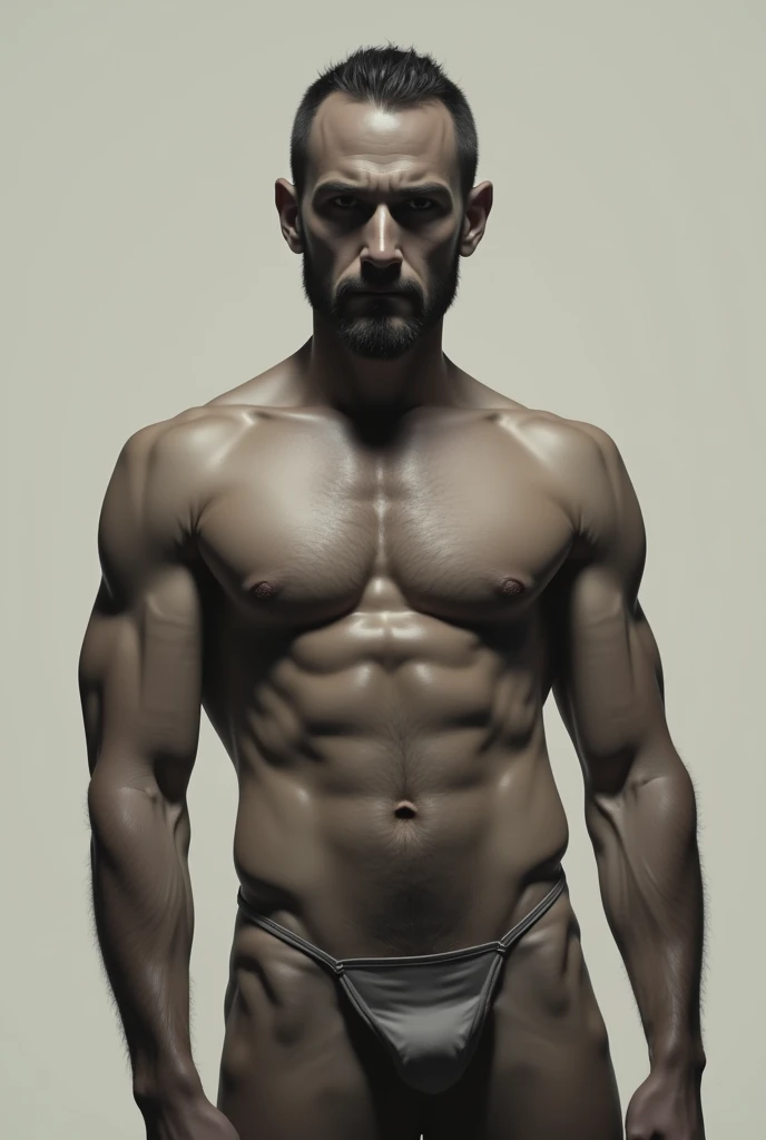 naked man looking forward to the waist