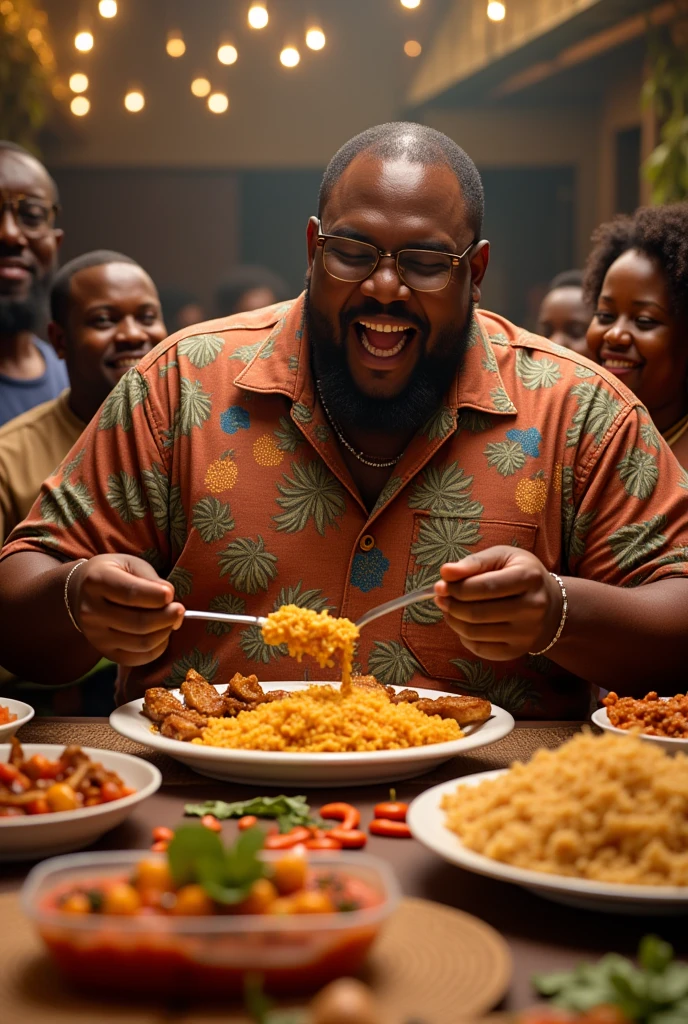 A man eating so much in a Nigerian party