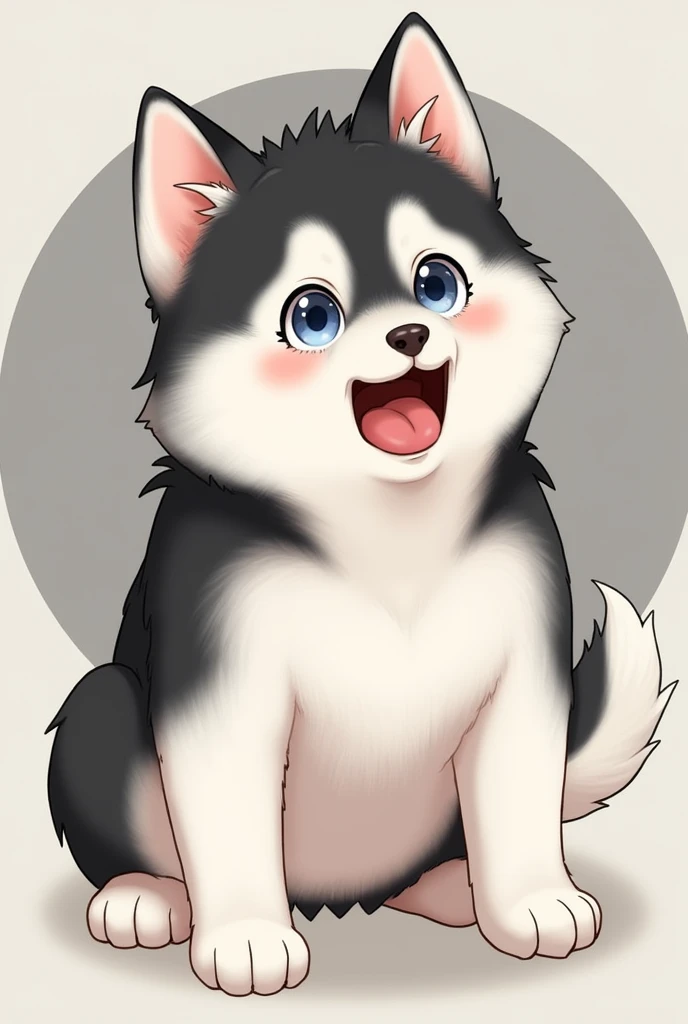 (Highest quality,Extremely detailed depiction,Incredible high resolution),Cute Siberian Husky,Circle々Fat Siberian Husky puppy,Deformed Character,Shocked facial expression,