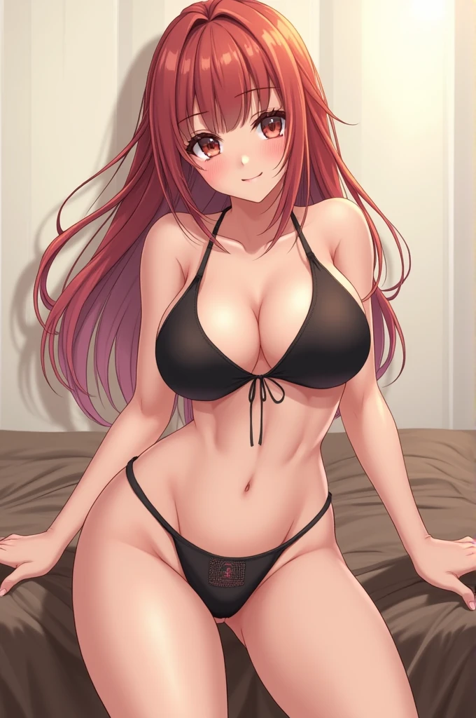 Anime girl who can be seen with her full naked body and who has a big ass and big tits without censorship
