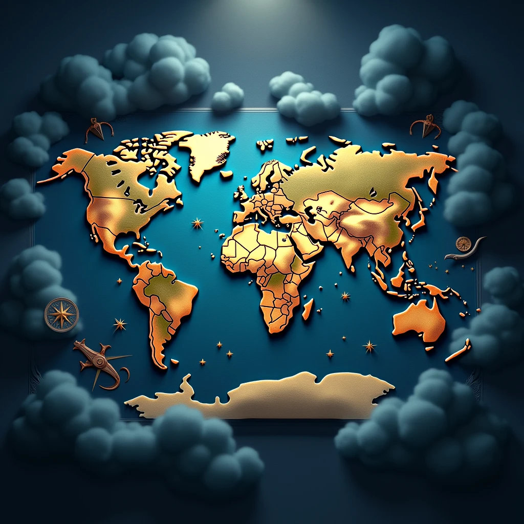World map with a dark background