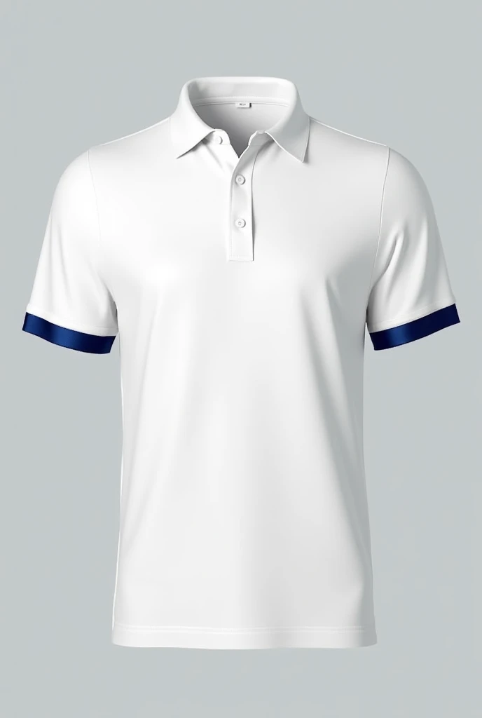 White shirt with polo collar and blue cuffs on a transparent background