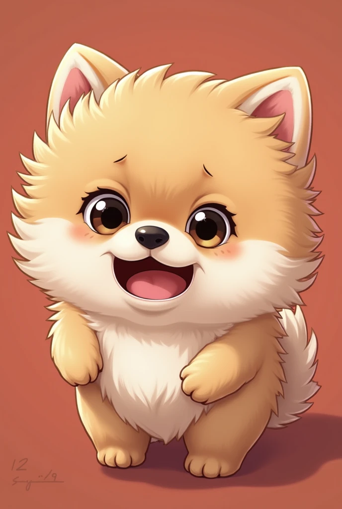 (Highest quality,Extremely detailed depiction,Incredible high resolution),Cute Pomeranian,Circle々Fat Pomeranian puppy,Deformed Character,Shocked facial expression,